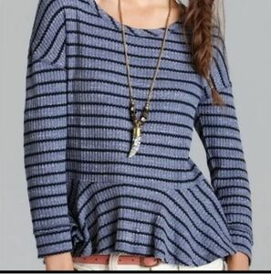 Free People We The Free Auntie Em Striped Knit Thermal Top with Size Small